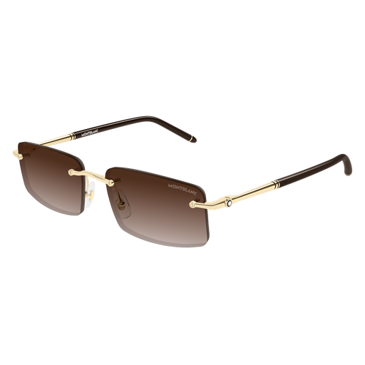 Occhiali da sole Montblanc Uomo MB0443S008-GOLD-GOLD-BROWN56 - MB0443S008-GOLD-GOLD-BROWN56